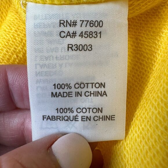 New Sandrine Rose Girl Gang Terry Knit Hoodie Sweatshirt Yellow Women Large NWT - Picture 8 of 10